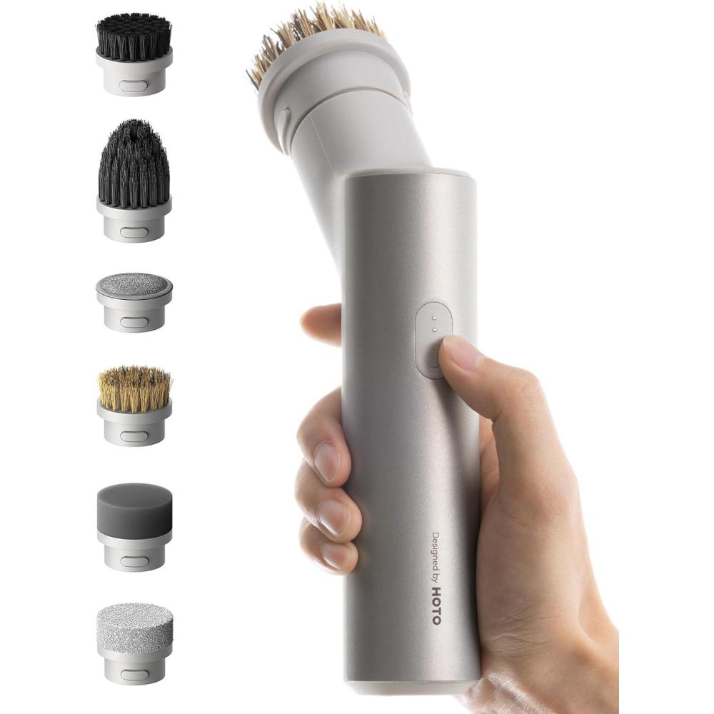 image:imageHOTO Handheld ShortHandle Electric Spin Scrubber IPX7 Waterproof Cordless Scrubber Brush Bathroom Cleaning Brush Max 22 inlb with 9 Brush Heads for Bathroom Shower Kitchen Sink Tile