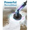 HOTO Cordless Electric Spin Scrubber, IPX7 Full Body Waterproof Bathroom Cleaning Brush, Max 22 in-lb, Shower Scrubber Brush with Long Handle, 6 Brush Heads, Power Scrubber for Bathroom, Floor, Tile