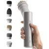 HOTO Handheld Short-Handle Electric Spin Scrubber, IPX7 Waterproof Cordless Scrubber Brush, Bathroom Cleaning Brush, Max 22 in-lb, with 9 Brush Heads for Bathroom, Shower, Kitchen, Sink, Tile
