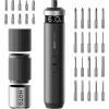HOTO PixelDrive Electric Screwdriver, Smart Display, 6 Torque Settings, 0.5 to 6 N·m, 1/4” Hex 30 Bits, LED Light, 2000 mAh Rechargeable Cordless Screwdriver Set for Electronics, Home Repair