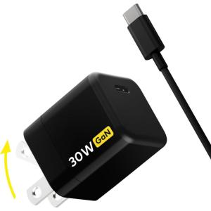 HOTO 30W USB C Charger, Foldable GaN PPS Compact Fast Wall Charger for iPhone 16/15/14/13, Galaxy S24 Ultra/S23, HOTO Electric Tools, with 3.3ft USB C Cable 30W for Business, Travel