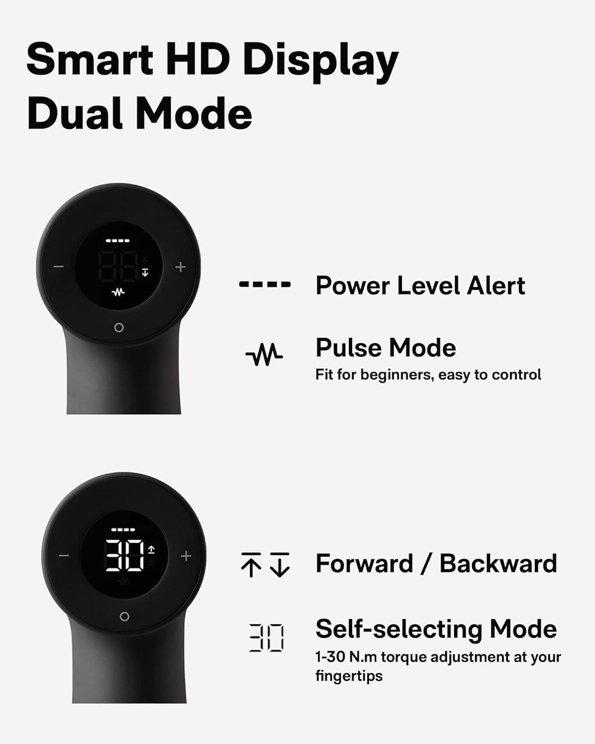imageHOTO Cordless Brushless Drill 12V LED Display Screen 30 Precision Gears 2 Working Modes 2000mAh Battery 266 Inlbs 30Nm Torque 38 Inch Keyless Chuck 1400RPM 10 x Bits 8 x Drill Bits
