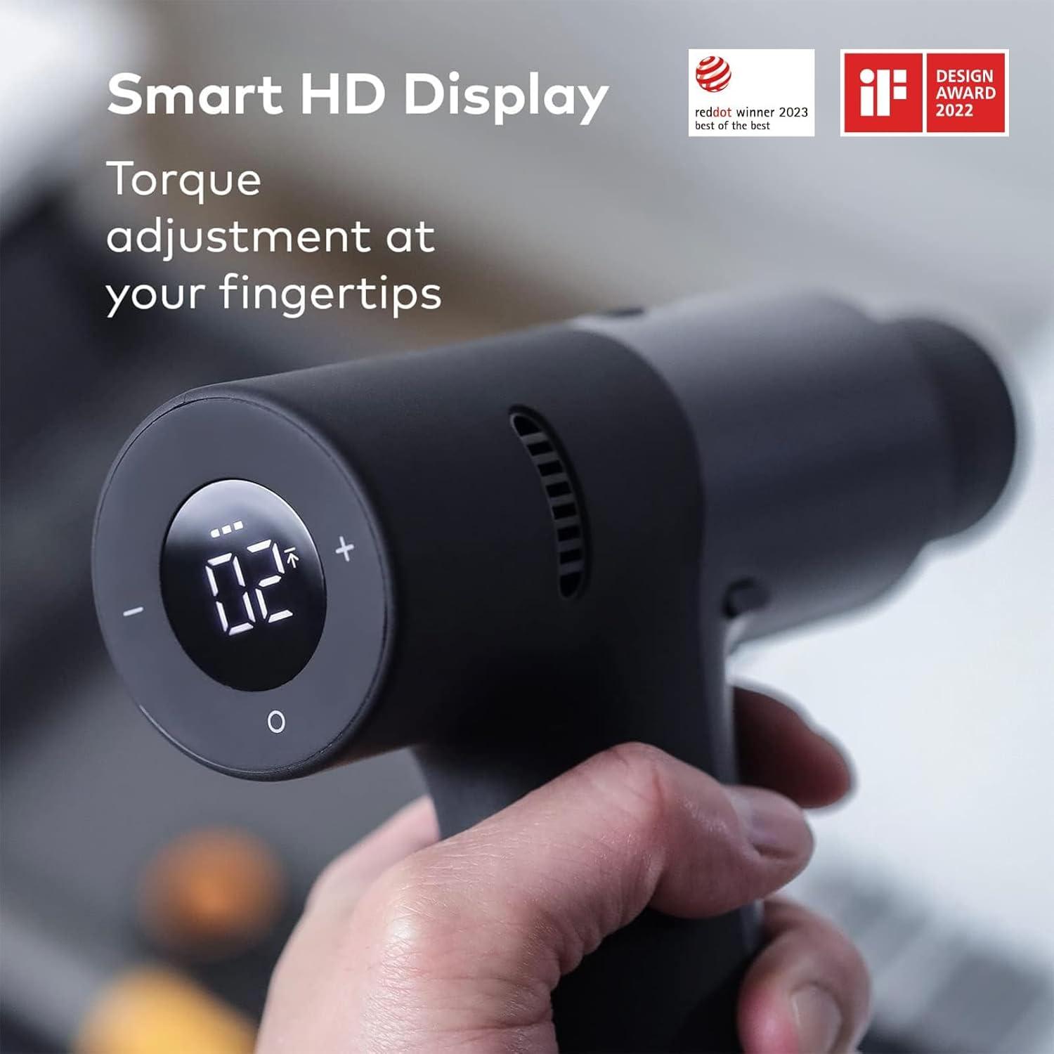 imageHOTO Cordless Brushless Drill Tool Set Variable Speed Hidden Buckle Unique LED Screen Intelligent Digital Display Exquisite ampamp Practical Highend Drill Kit for HomeDaily Use