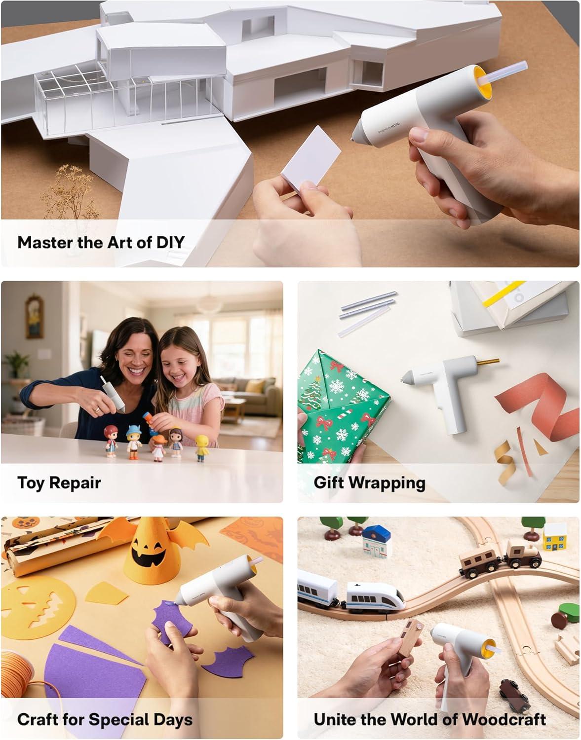 imageHOTO Cordless Hot Glue Gun Minimalist Style 30s Heating Fast Smart Poweroff Compact Size Intelligent Temperature Control USBC Rechargeable10 Glue Sticks for Crafts DIY Arts Home RepairsEasyflow hot glue gun