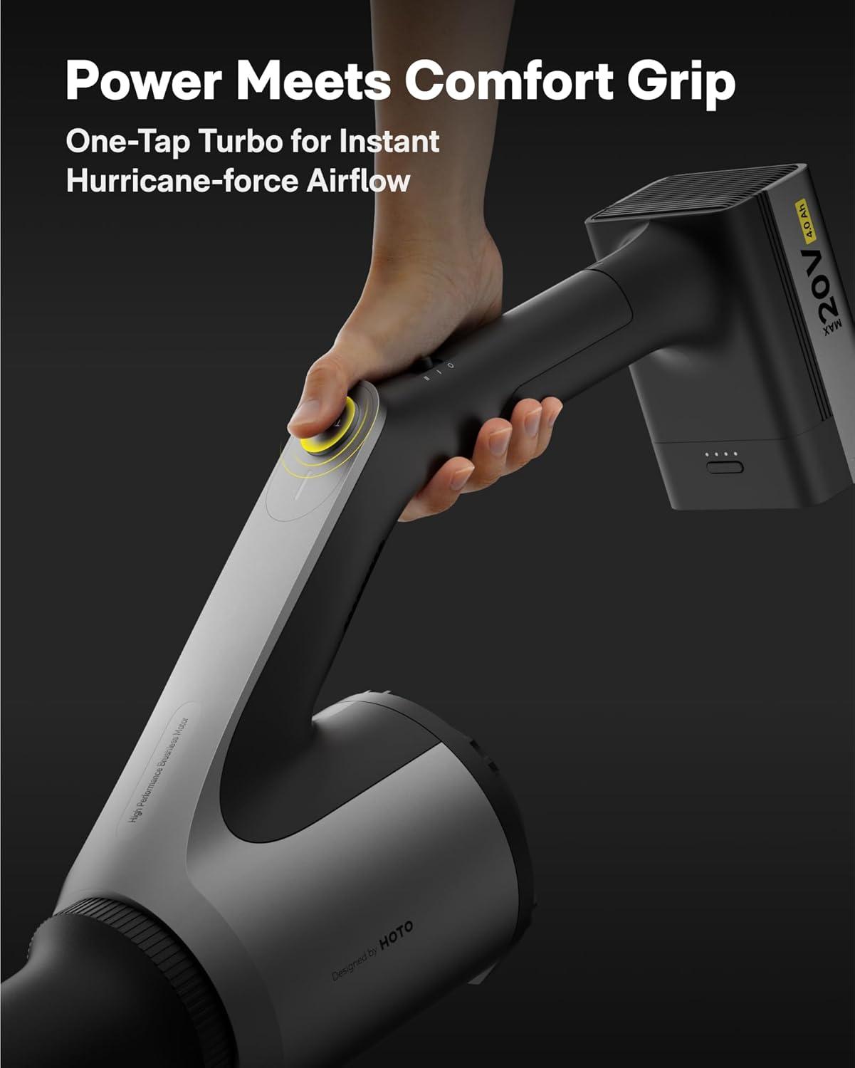 imageHOTO Cordless Leaf Blower MAX 720CFM 120MPH Electric Lightweight Leaf Blower with Battery USBC Fast Charging Handheld Mini Blower for Lawn Care Snow Yard Leaves Dust