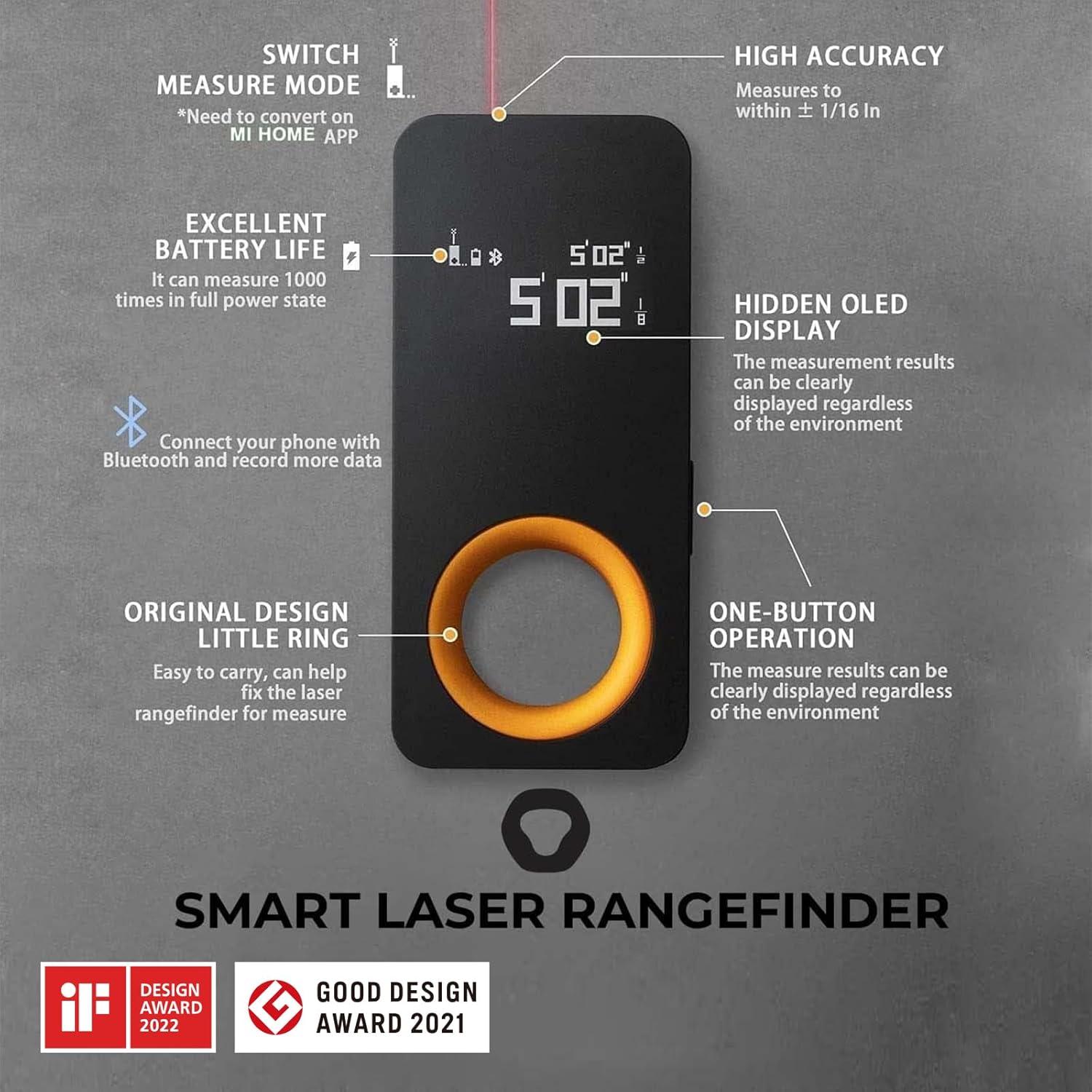 imageHOTO Laser Measuring Tool PocketSize 98Ft Digital Laser Tape Measure 2mm Accuracy USBC Rechargeable OLED Display FtMin Unit Conversion Realtime Data Sync Cool Gadgets for Men ampamp Home Use