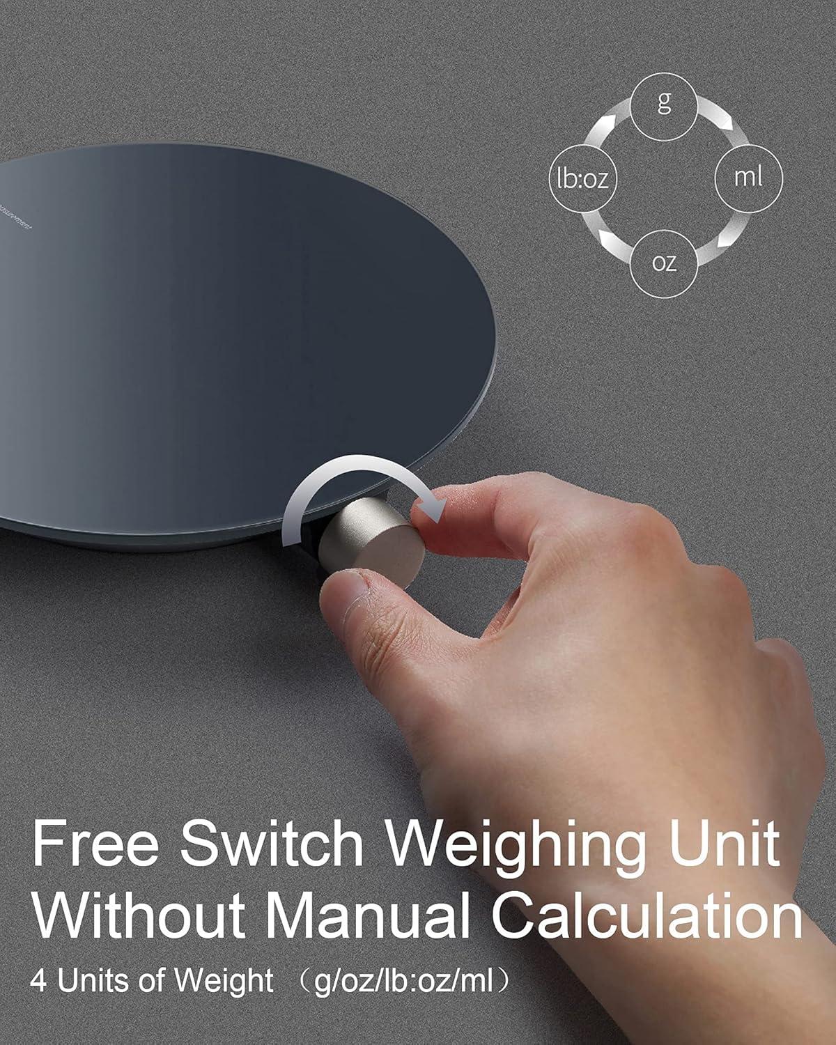 imageHOTO Smart Food Scale Kitchen Scale Food Scales Digital Weight Grams and Oz Coffee Scale Kitchen Scale with 01g High Precise Sensor Measures in 4 Units gmlozlb ozBatteries Not Included