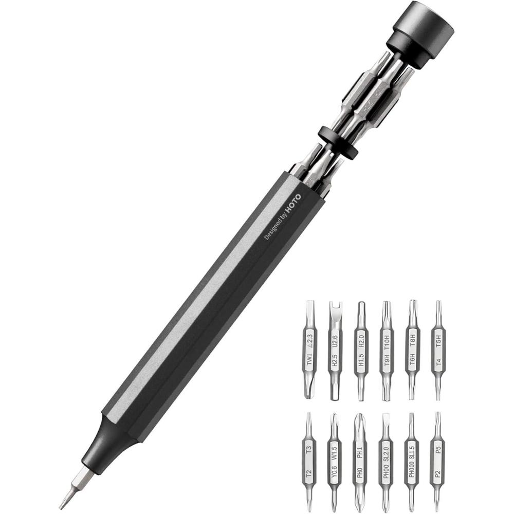 imageHOTO 24 in 1 Multi Bit Mini Screwdriver Set Magnetic Manual Precision Screwdriver Set EDC Pen Screwdriver for Eyeglasses Electronics Watches Phones Laptops Cameras Dark TurquoiseSlate Grey