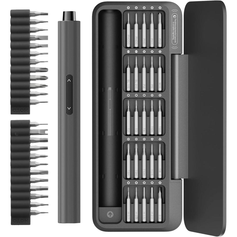 imageHOTO 2524 Extra S2 Steel Bits Electric Precision Screwdriver Set Magnetic Storage Max 3 NM 170 RPM USBC Rechargeable Mini Electric Screwdriver for Phone Laptop Camera Repair