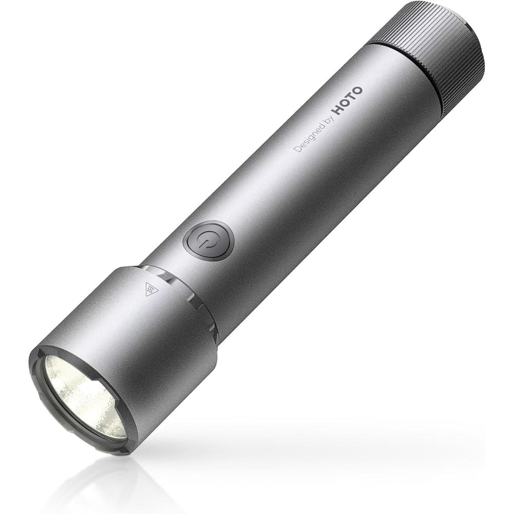 imageHOTO LED Flashlight High Lumens Rechargeable Tactical Flashlight Super Bright IP68 Waterproof Flash Light with Clip 5 Modes Handheld Flashlights for Emergency Outdoor Camping