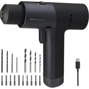 HOTO Cordless Brushless Drill 12V, LED Display Screen, 30 Precision Gears, 2 Working Modes, 2000mAh Battery, 266 In-lbs (30N·m) Torque, 3/8 Inch Keyless Chuck, 1400RPM, 10 x Bits, 8 x Drill Bits