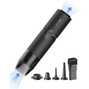 HOTO Handheld Vacuum Cleaner Cordless, Desk Vacuum Cleaner Compressed Electric Air Duster 15000Pa Suction, 4-in-1 Portable Vortex Vacuum Dust Buster Air Blower for Computer, Keyboard