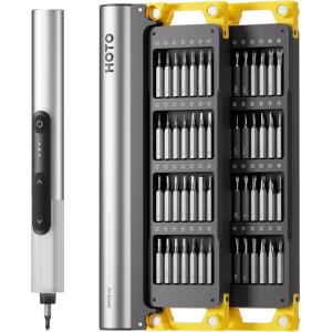 HOTO SNAPBLOQ™ S-A01 3.7V Mini Electric Screwdriver with 56 Bits & 3 Torque Settings, Precision Mini Screwdriver, 250RPM, Brighter LED Light, Repair Tool Kit for Electronics, Phone, Laptop, DIY