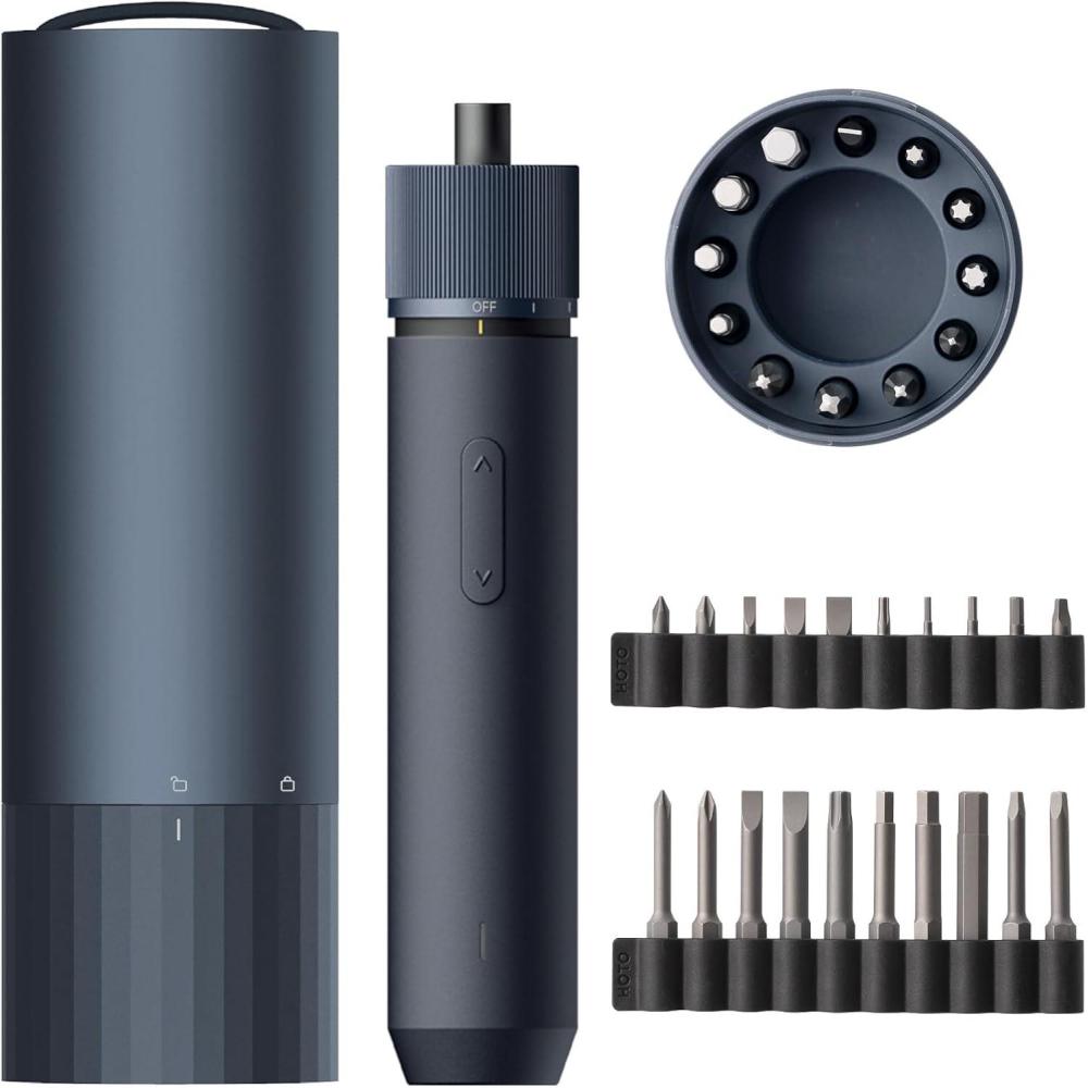 imageHOTO Electric Screwdriver Kit 1220 Extra Bits Enhanced Set 36V Cordless Screwdriver Rechargeable USBC 3 Torque Settings 1500mAh Battery LED Light for FurnitureElectrical Repairs