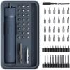 HOTO Electric Screwdriver Rechargeable,25+20 Extra Bits Enhanced Set,3.6V Cordless Screwdriver Set,3 Torque Settings,1500mAh Battery,LED Light for Furniture/Electric Appliances,No Charging Cable