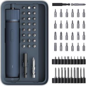 HOTO Electric Screwdriver Rechargeable,25+20 Extra Bits Enhanced Set,3.6V Cordless Screwdriver Set,3 Torque Settings,1500mAh Battery,LED Light for Furniture/Electric Appliances,No Charging Cable
